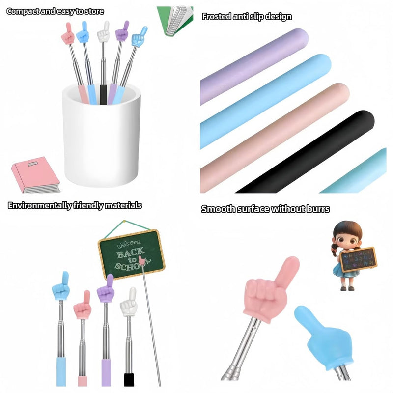 6PCS Extendable Pointer Finger Stick,Retractable Teachers Classroom Hand Pointer, Mini Children Finger Reading Pointer Stick,Kindergarten Student Teacher Teaching Reading Finger Shape