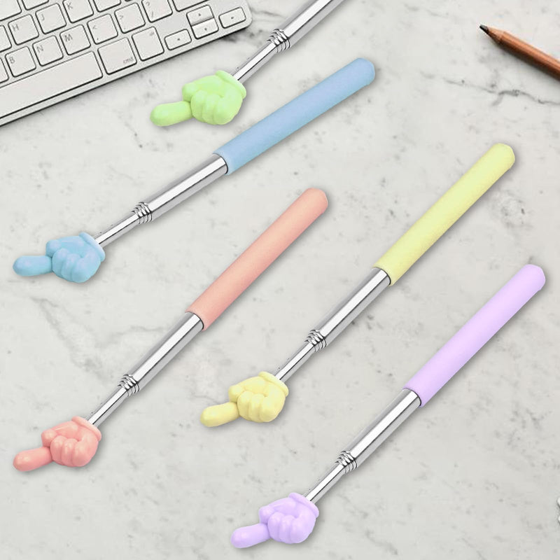 5PCS Retractable Teacher Pointer Sticks - 5 Colors Extendable Hand Pointers for Classroom, Students Reading, Whiteboard/Blackboard Teaching Supplies (Blue/Purple/Green/Pink/Yellow)