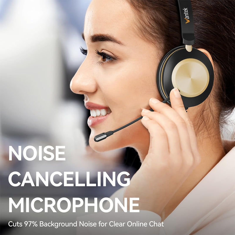 Headset with Mic, USB Headset with Microphone, Computer Headset with Noise Cancelling Microphone for Laptop PC, Mute in-line Controls 88USBC