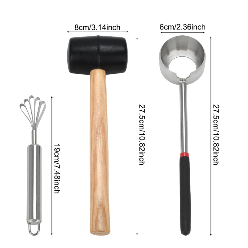 Coconut Opener Tool Set,Food Grade Coconut Opener,Coconut Scraper for Kitchens,Picnics and Beach Vacations