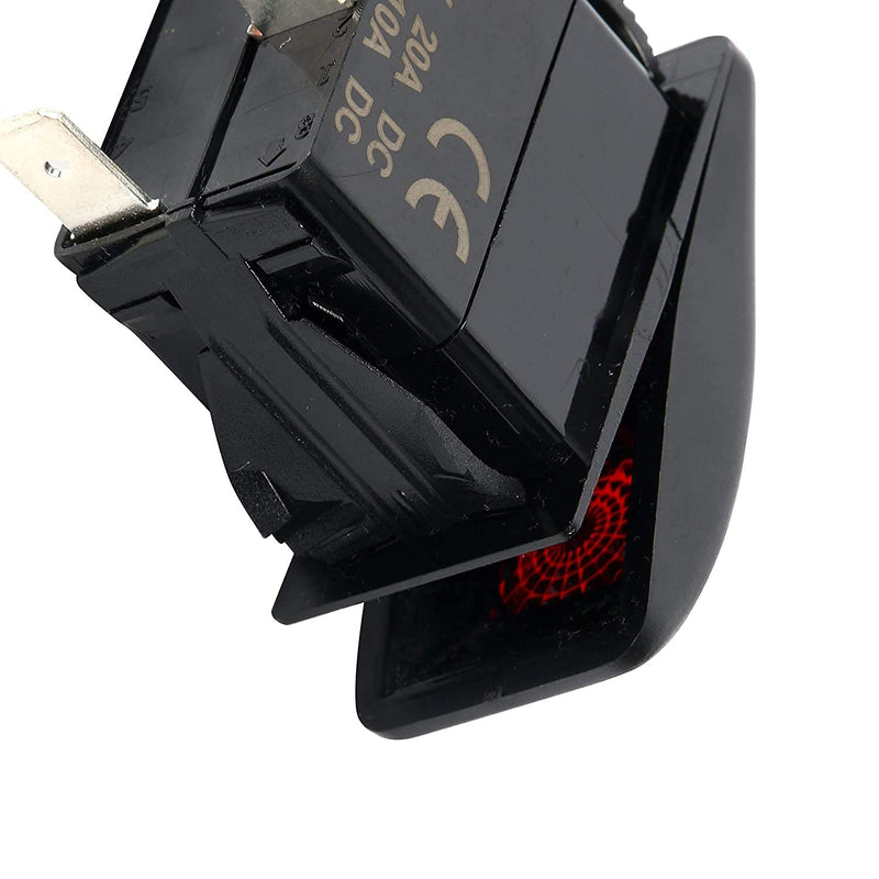 Amarine Made 4 Pack 12v 20 Amp Waterproof Red LED On/Off Boat Marine SPST 3P Rocker Switch with Light - Red LED