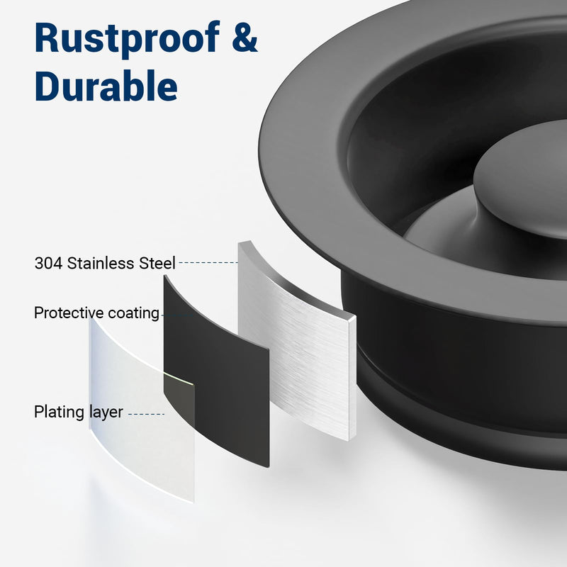 Kitchen Sink Flange Stopper Black - Universal Garbage Disposal Flange for Fit 3-1/2 Inch Standard Sink Drain Hole, Sink Flange Replacement Accessories