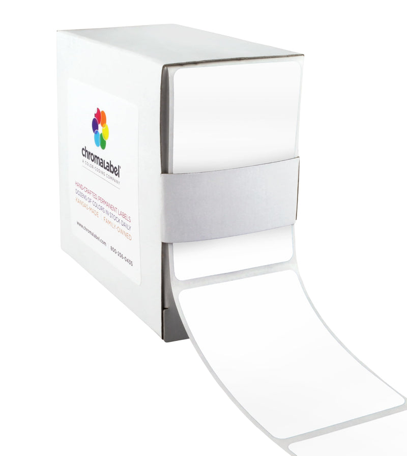 ChromaLabel 2 x 3 inch Permanent Color Code Rectangle Labels, 250 Labels per Dispenser Box, White 2" x 3"
