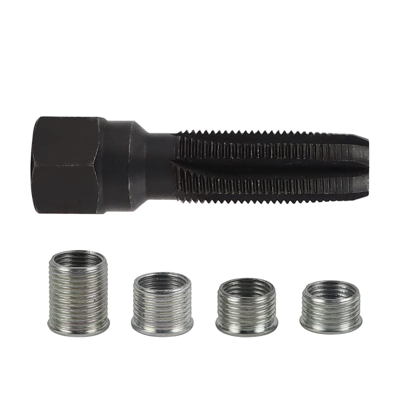 FLYPIG M14 x1.25 Carbon Steel Spark Plug Re-thread Repair Tool Tap Reamer Inserts Kit 14mm Spark Plug Thread Repair Kit