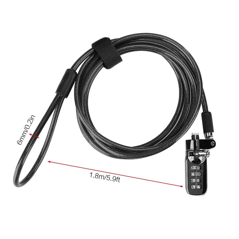 Dioche Laptop Combination Lock Security Cable, Theft Deterrent Keyless Lock with 4 Digit Password Protections for Laptop, Tablets - 1.8m Length