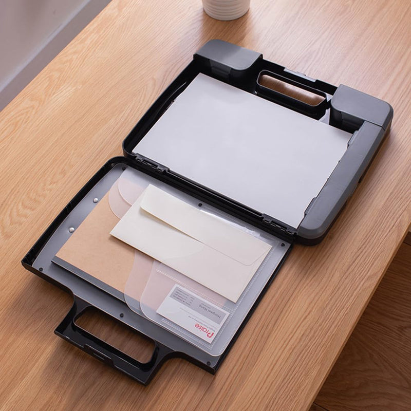 Cabilock Box Binder Portfolio Writing Pad Paper Storage Box Clipboard with Calculator A4 Clipboard A4 Files Storage Holder Writing Board Storage Rack Document Clipboard Case A4 30.7*36.6*6.7cm Black