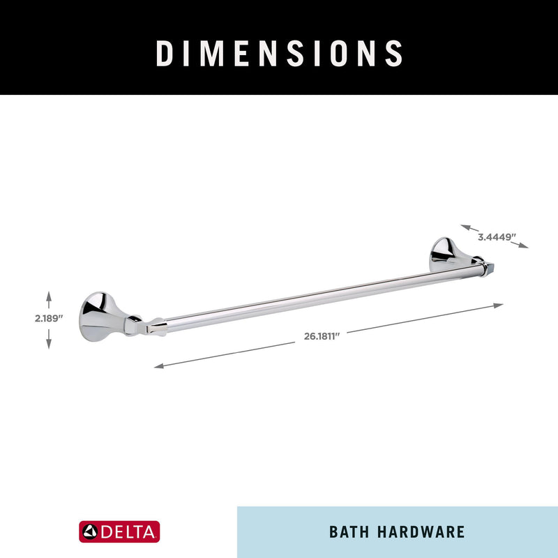 Delta Ashlyn (1-Pack) 24'' Towel Rack for Bathroom Polished Chrome Towel Bar for Bathroom Wall Towel Holder Rod Wall Mounted 76424 24 Inch