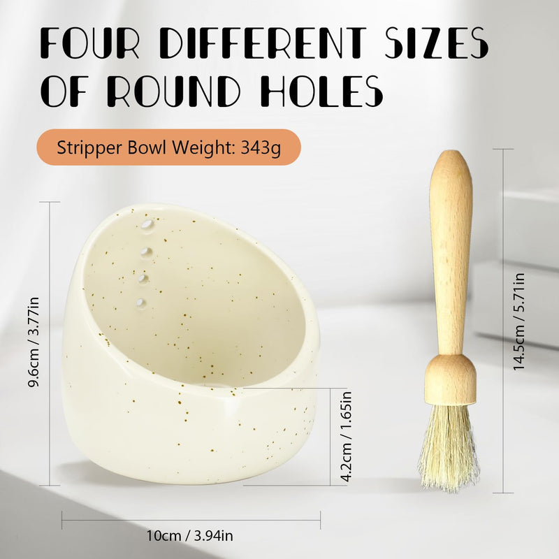 2025 Herb Stripper Bowl with Brush - Handmade Ceramic Herb Peeler for Cooking & Salads, Efficient Herb Stripping Tool with Cleaning Brush, Pottery Kitchen Gadget for Meal Prep (1-Piece)