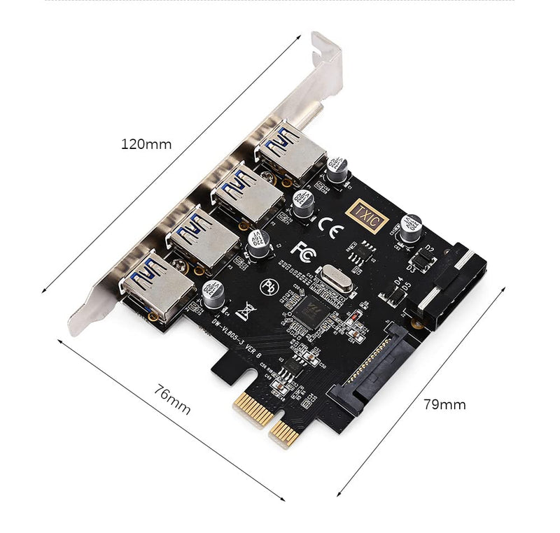 CY Card 4 Ports PCI-E to USB 3.0 HUB PCI Express Expansion Adapter 5Gbps for Motherboard 1x to USB3.0-4Ports