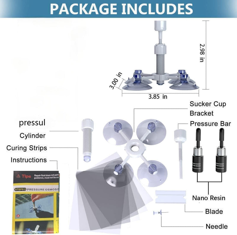 Windshield Crack Repair Kit, Cracks Gone Glass Kit Automotive Windscreen Tool for Fixing Chips, Glass Repair Kit Windshield for Fixing Chips, Cracks, Bulls-Eye and Star-Shape Cack (2 Set)