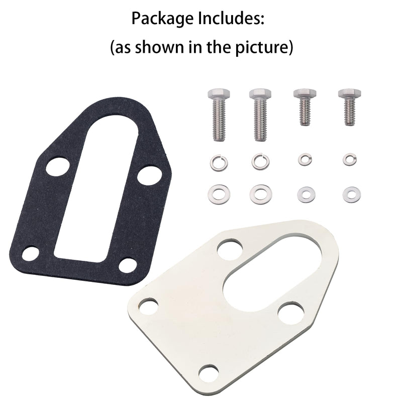 Chrome Fuel Pump Block Off Plate with Gasket & Stainless Hex Small Block Engine Hex Bolt Kit, for SBC 265 283 327 305 302 350 383 400 SB Engine