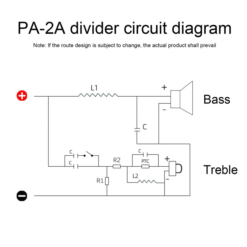 2 Way Crossover for Speaker, 450W 4-8 Ohm 2 Way High-Low Frequency Divider for Speaker, HiFi Speaker Crossover