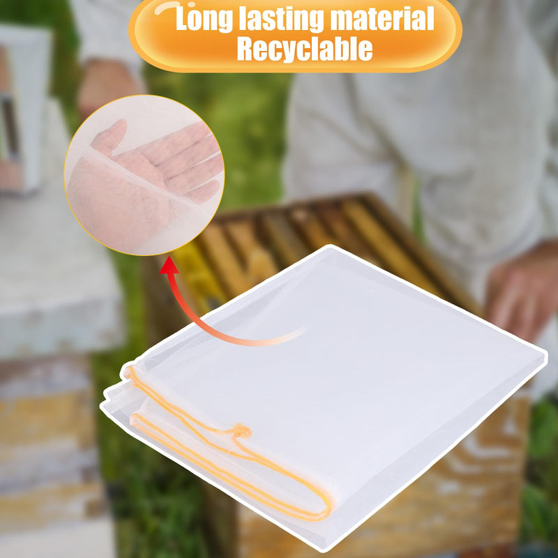 PEUTIER Pack of 2 Honey Filter Bags, 57.5 x 46 cm, Fine Mesh Nylon Strainer Bag with Adjustable Drawstring, Reusable Honey Filter Cloth, Nut Milk Bag, Beekeeping Supplies for Beginners for Farmers