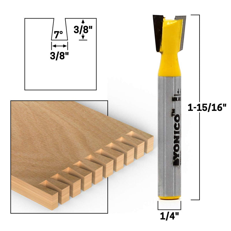 YONICO Dovetail Router Bit Set 5 Bit 1/4-Inch Shank 14520q 5 Bit Set - 1/4" Shank