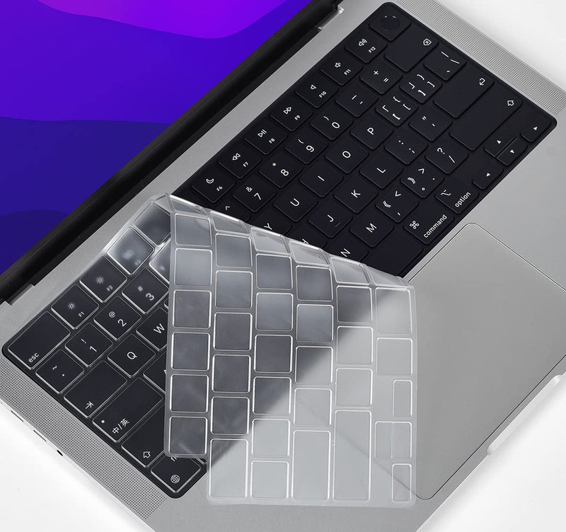 CaseBuy Premium Keyboard Cover for 2024 2023 M2 M3 MacBook Air 15" A2941 A3114, M2 M3 MacBook Air 13.6" A2681 A3113, MacBook Pro 14" 16" A2442 A2779 A2918 A2992 A2485 A2780 A2991 M3 M2 M1 Pro/Max MacBook Pro 14/16 Inch Clear