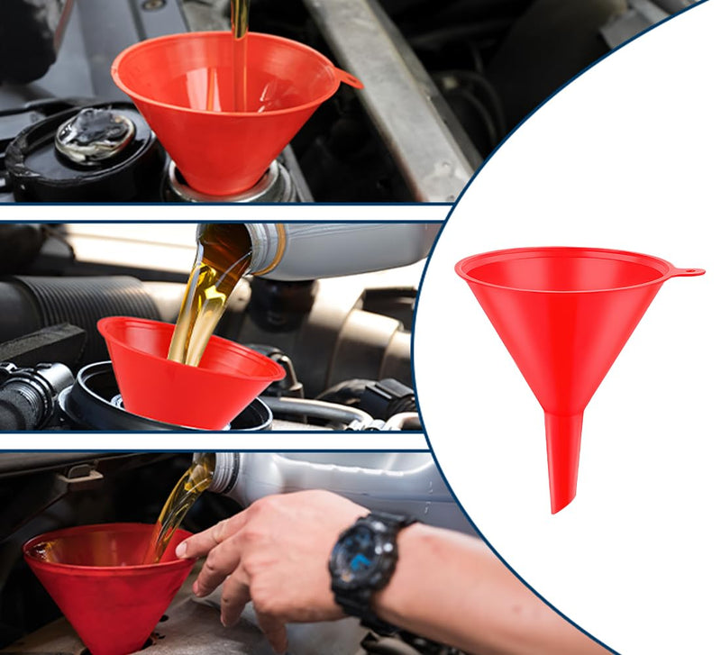 3 Pack Automotive Oil Funnels Set, Right Angle Funnels, Car Plastic Long Neck Gas Fluid Funnel Kit with 23" Flexible Removable Hose for Water, Fuel, Oil Change