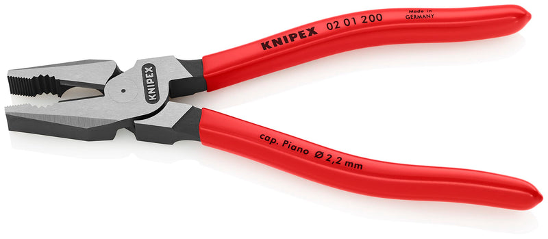 Knipex 02 01 200 7,87" High Leverage Combination Pliers 200mm Plastic coated handle