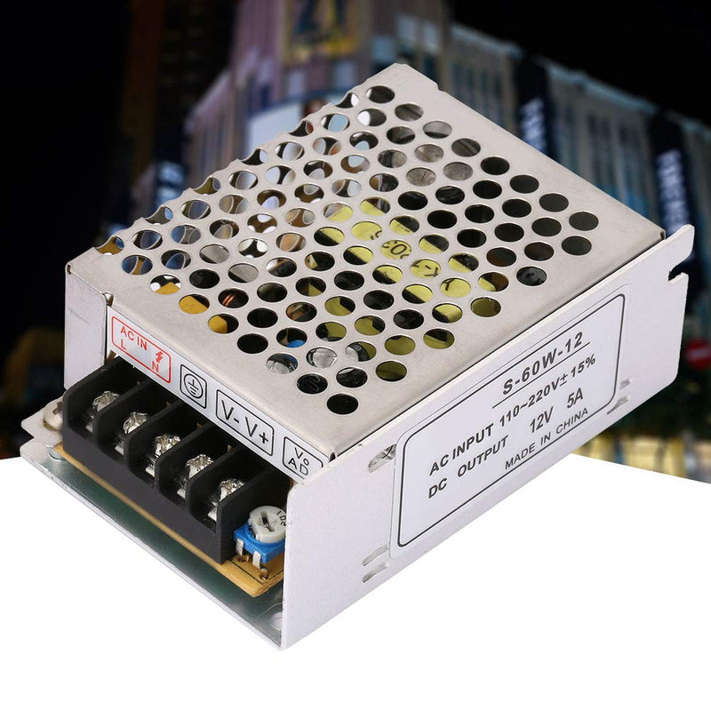 LED power supply 12V 5A AC/DC voltage converter, regulated universal switching power supply 60W for LED screen