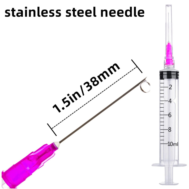 100 Pack 10ml 18Ga Plastic Syringe with Measurement for Scientific Labs and Industrial Dispensing, Disposable Individually Wrapped (100, 10ml-18Ga) 100