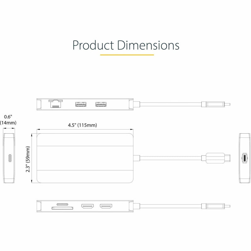 StarTech.com 8-in-1 Mini Docking Station for Windows, ChromeOS and Ubuntu, Dual 4K 60Hz HDMI Video, HDR10, USB 5Gbps Hub, 100W Laptop Charging, GbE, SD, MicroSD Dual monitor