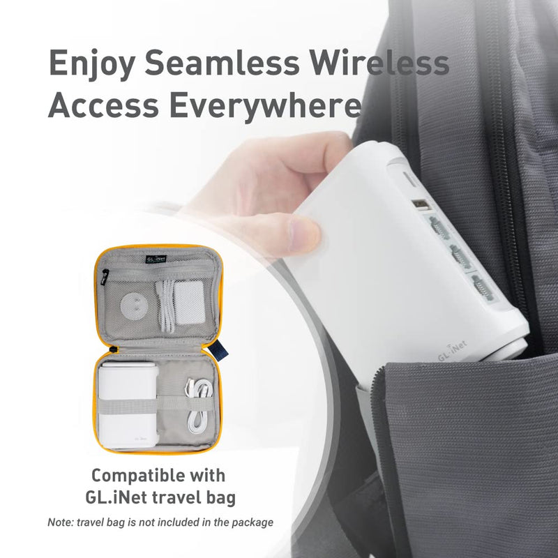 GL.iNet GL-SFT1200 (Opal) Portable WiFi Travel Router, Mini VPN Wireless Router for Fiber Optic Modem, Mobile Internet WiFi Repeater, Dual Band Openwrt Computer Routers, Home/Business/RV/Cruise White