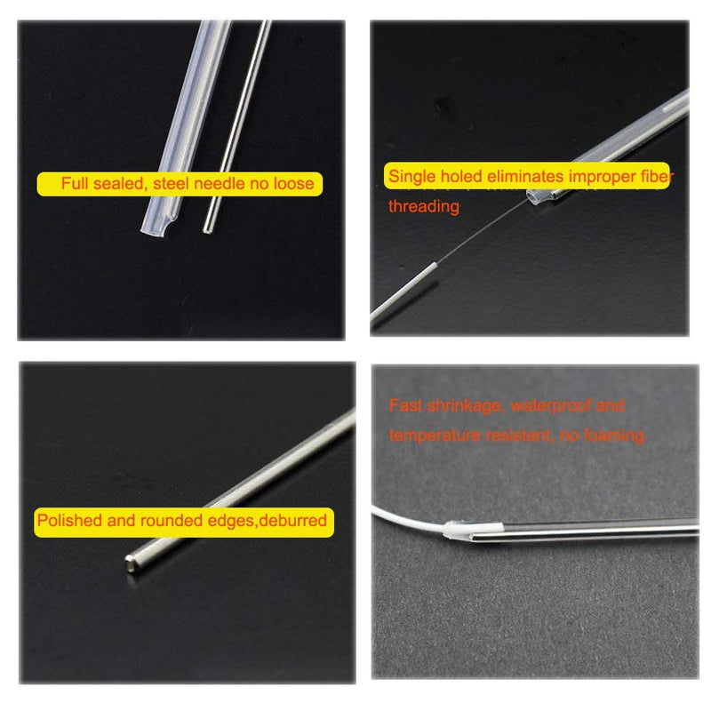 600pcs 2.6mm Dia 60mm Length Heat Shrinkable Tube 1.0mm Steel Needle Popular Clear PE Fiber Splice Tubes Optical Fiber Fusion Splice Protection Sleeves(Pre-Shrunk) Dia 2.6mm 600Pcs 600