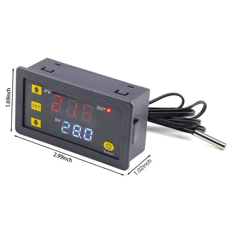Aideepen W3230 20A DC 12V Digital Thermostat Digital Temperature Controller Regulator Heating Cooling Control Thermometer Instrument W3230 DC 12V