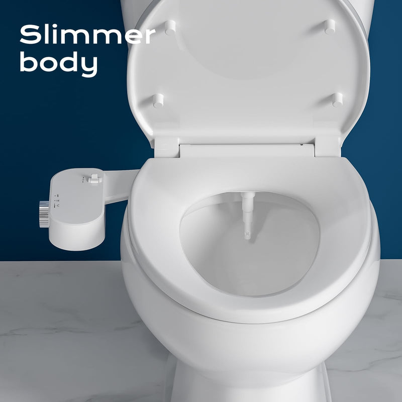 Bidet Toilet Seat Attachment with Rear and Feminine Wash, Bidet Attachment for Toilet with Self-Cleaning and Adjustable Bidet Sprayer & 21°Angle Control (Chrome) Chrome