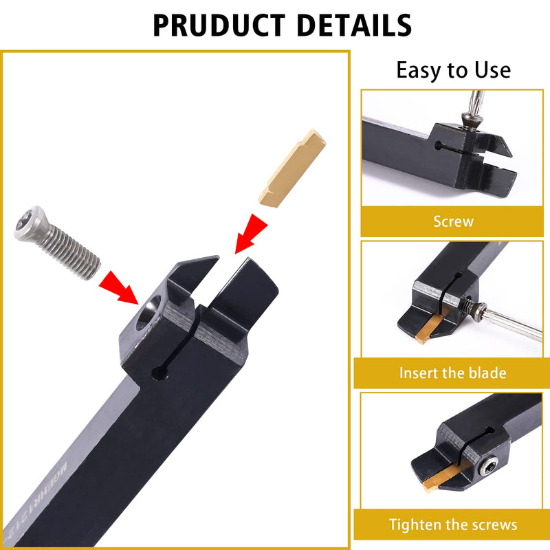 VerRich 11PCS Lathe Cut Off Tool Kit,Lathe Grooving Tool Parting Holder MGEHR1212-2 with 10pcs MGMN200-G 2mm Carbide Inserts