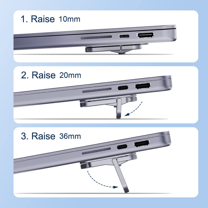 Hagibis Laptop Stand Adjustable Height for Desk, Portable Invisible Laptop Riser, Ergonomic Mount Keyboard Kickstands Aluminum Cooling Pad for MacBook Pro Air, Tablet Laptop (Grey) Grey