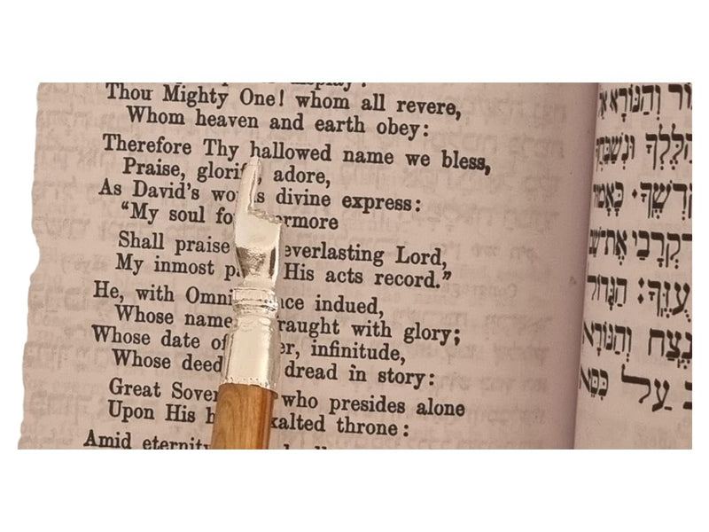 Authentic Olive Wood Torah Pointer Yad with Chain - 8" Handcrafted Book Marker for Scripture Reading
