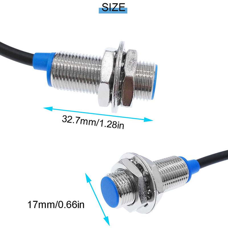 Youmile 2pcs DC5-30V NJK-5002C Hall Sensor Hall Effect Switch Proximity Sensor NPN 3-Wire Normally Open with Magnet Proximity Switch Holder M12