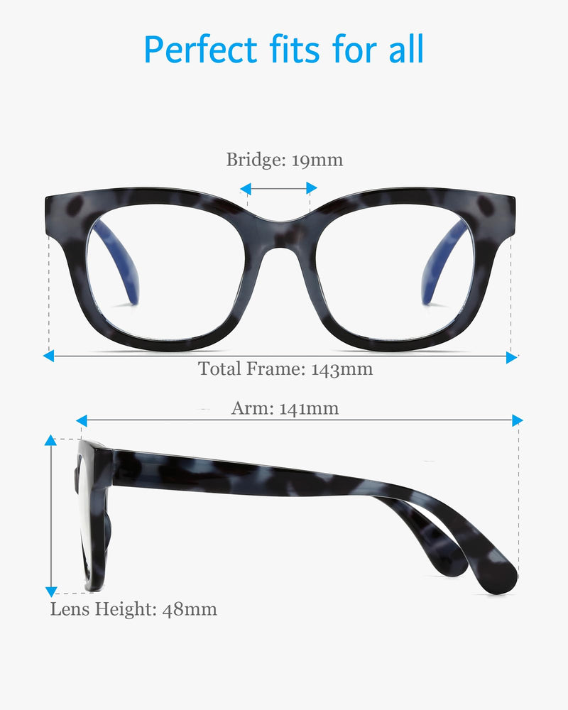 ANRRI Blue Light Blocking Glasses for Women and Men, Oversized Blue Light Computer Glasses Black/Grey