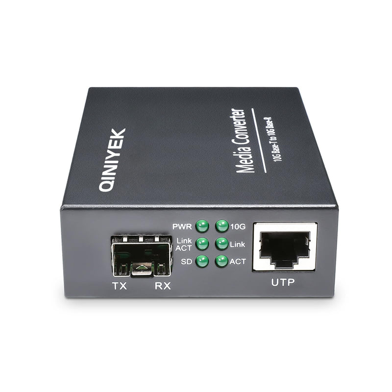 10G Ethernet Media Converter, 1x 100M/1G/2.5G/5G/10GBase-T RJ45 to 1x 10GBase-X SFP+ Slot, Supports 10G SR/LR/10G-T Module,10G Fiber Ethernet to Copper UTP Media Converter RJ45 to SFP+