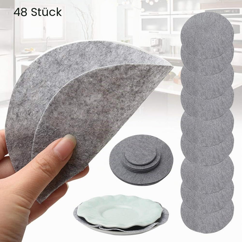 48 Pieces Felt Plate Separator Discs Soft Felt Plate Separators for Chest Protector Kitchen Tableware Storage and Organization