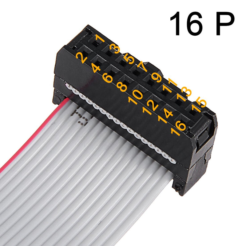 uxcell IDC 16 Pins Connector Flat Ribbon Cable Female Connector Length 30cm 2.54mm Pitch,5pcs