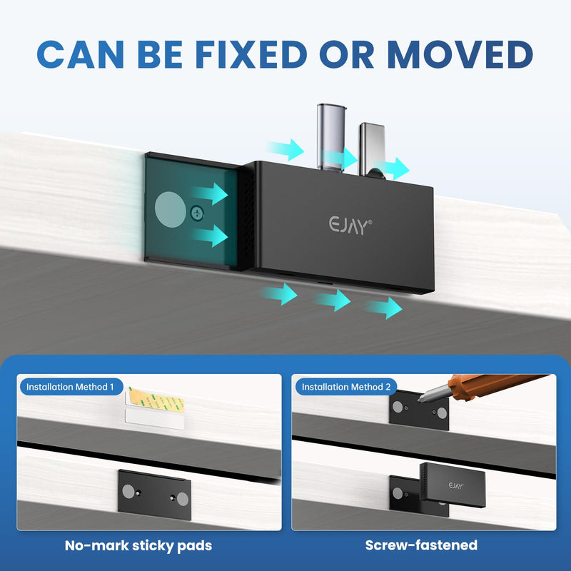 EJAY 5-in-1 Magnetic USB 3.0 Hub with SD/TF Card Reader, 2 USB-A + 1 USB-C Ports, Includes Sliding Rail, Screws & Sticky Pads for MacBook Laptop PC Hub+1 Slide Rail Black