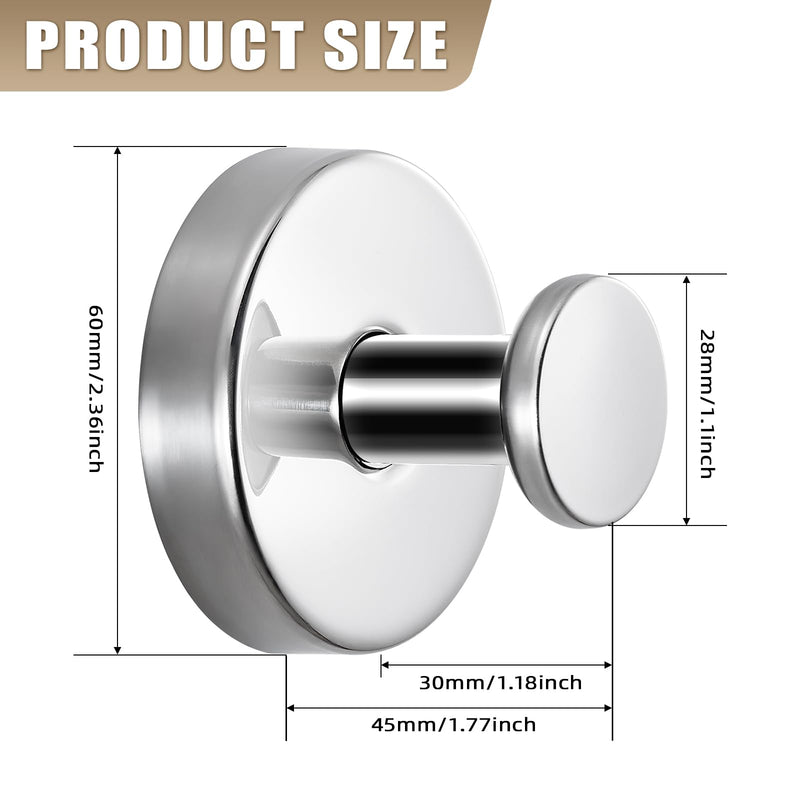 Suction Cup Hooks for Shower No-Drill Bathroom Hooks for Towels, Robes, Loofah Mountable on Bathroom Walls, Kitchen, Glass, Mirrors,Tile,Smooth Non-Porous Surfaces,Removable,4pcs,Chrome Polished 4 Chrome Polished