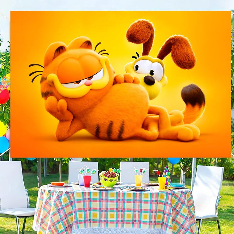 Background Garfield Birthday Decorations, Garfield Happy Birthday Banner Backdrop for Birthday Party Supplies (5x3ft)