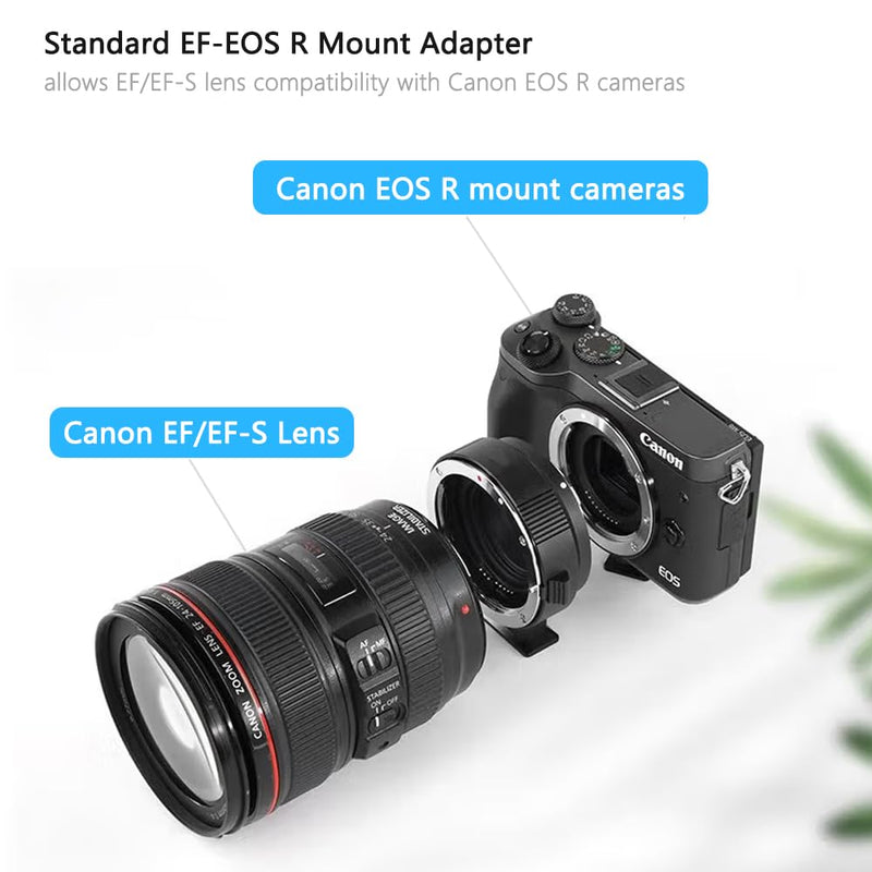 EF-EOS R Lens Mount Adapter for Canon EF/EF-S Lens to EOS R, RF RP R3 R5 R6 R7 R8 R10 R50 Cameras, Auto-Focus Lens Converter Control Ring EF to EOS R RF Mount Adapter with 1/4" Install Mount