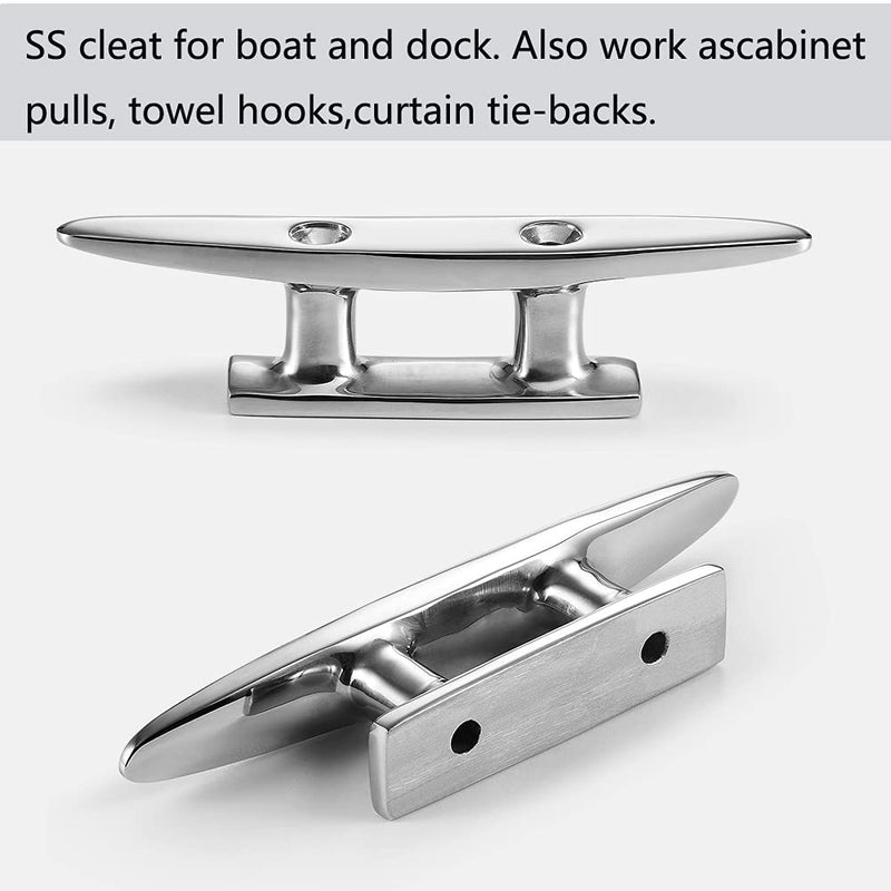 Boat Cleat Open Base 4/5 /6/8 inch, Dock Cleat 316 Stainless Steel Marine Grade, Include Installation Screws 4 inch