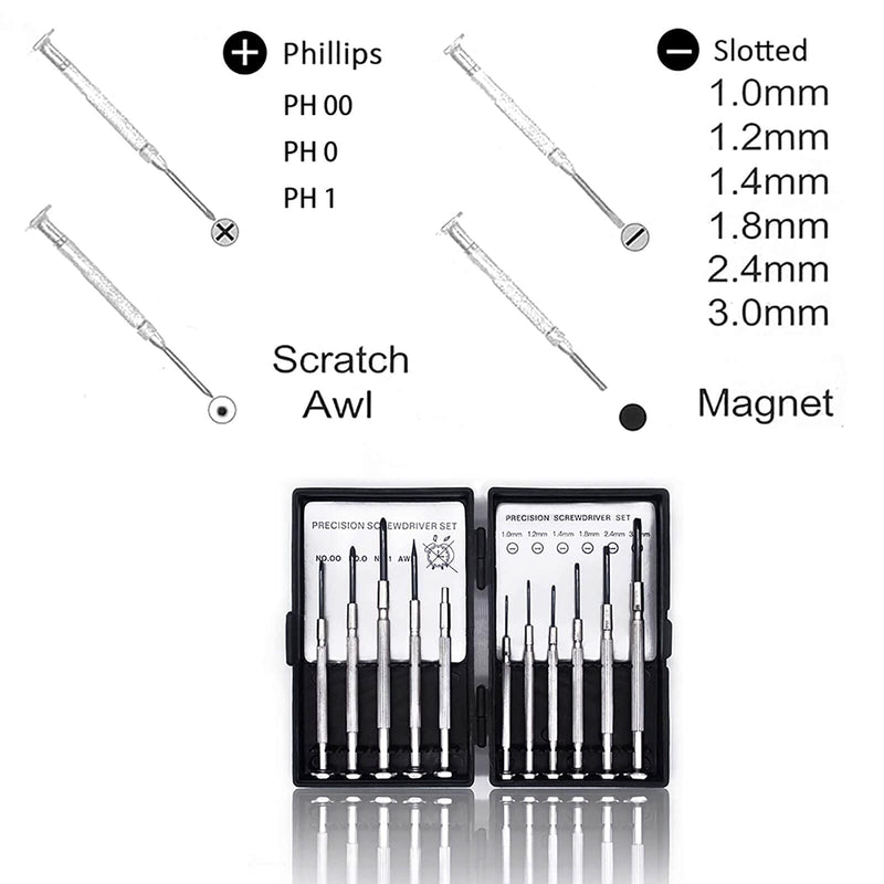 11PCS Mini Screwdriver Set, Small Screwdriver Set with 11 Different Size Flathead and Phillips Screwdrivers, Precision Screwdriver Set for Jewelry, Watch, iPhone, Toys, Computer, Eyeglass Repair 11PCS