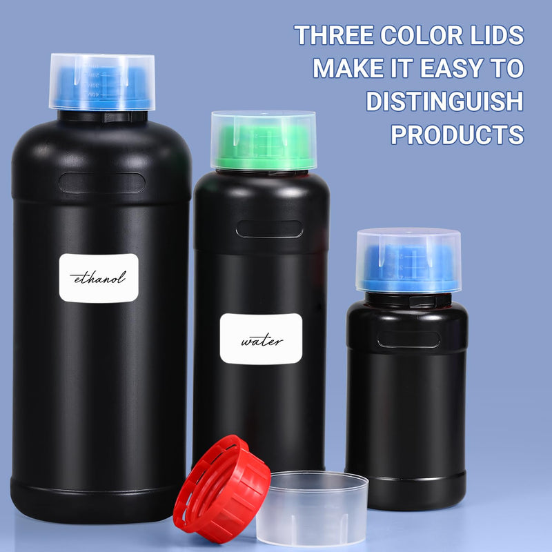 1000ml/3Pcs Darkroom Chemical Storage Bottles, Plastic Photographic Chemicals Container for Film Photo Developing Processing with Caps (Black) 1000ml Black