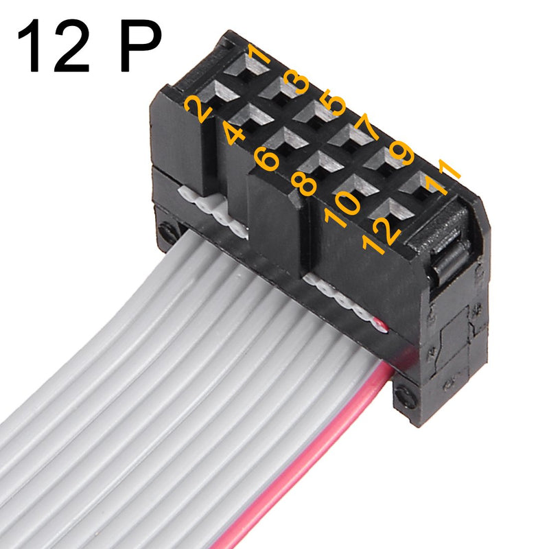 uxcell IDC 12 Pins Connector Flat Ribbon Cable Female Connector Length 30cm 2.54mm Pitch,5pcs