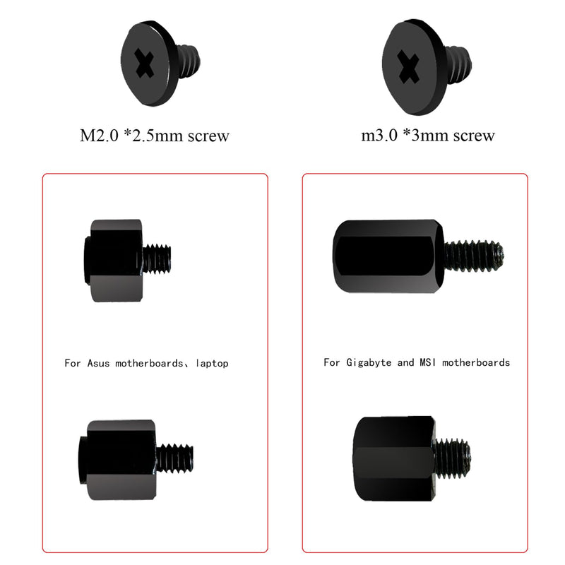 M.2 SSD Screws Kit, NVMe Screw M.2 SSD Mounting Kit-M2 M2.5 Black Carbon Steel Laptop Notebook Computer Screws Set.Nvme M2 Screws Suitable for ASUS MSI Gigabyte NGFF Motherboard