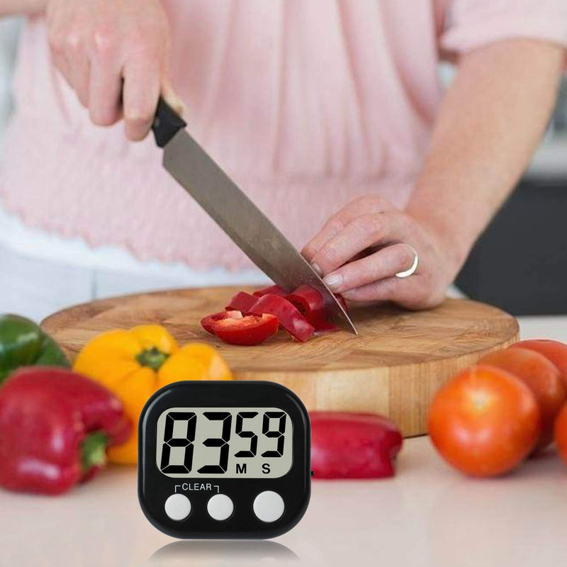 12 Pack Digital Kitchen Timer Large LCD Display Loud Alarm Strong Magnetic Stand, Minute Seconds Count Up Countdown and Simple Operation Timers for Cooking, Bathroom, Kids, Teacher, Classroom - Black 12
