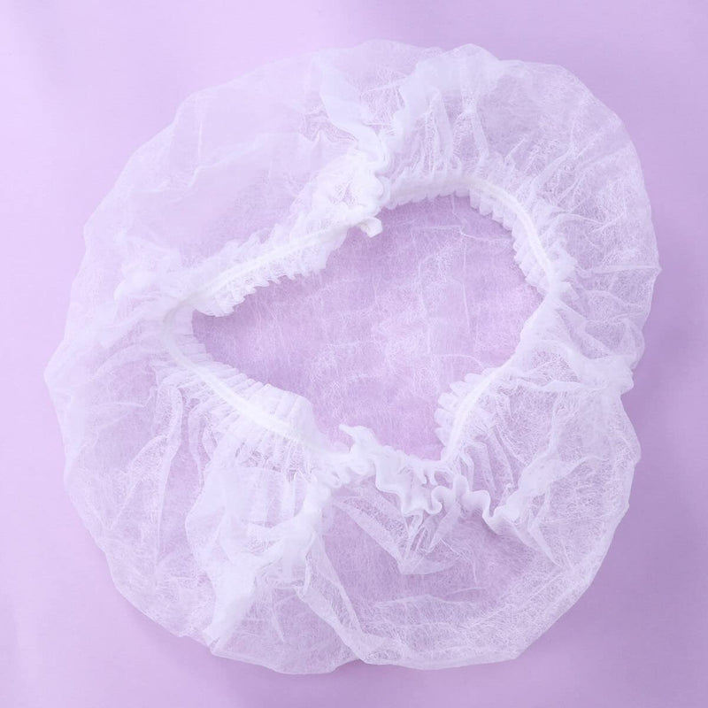 Artibetter 100pcs Non-Woven Fabric Mesh Cap Head Caps Disposable Caps Beret Cap for Cosmetics Laboratory Nurse Food Service Hospital (White)