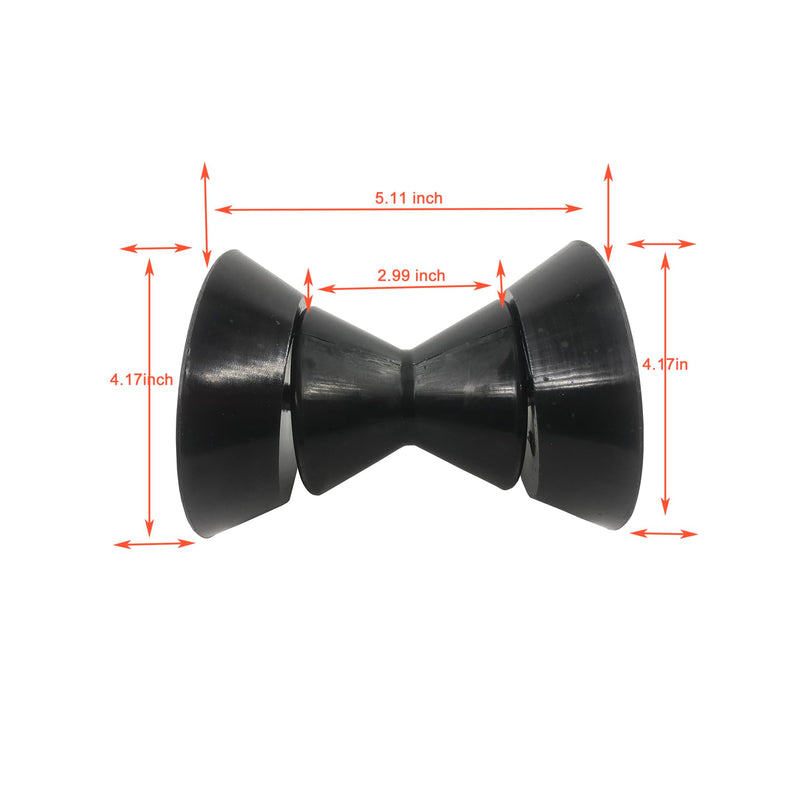 3 Inch Boat Trailer Roller Assembly Bow Stop Bell Roller with 1/2 Inch Shaft fits 3 Inch Bracket Black