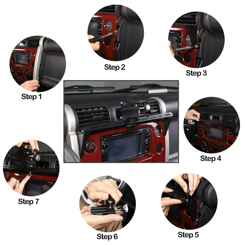 Fit for Toyota FJ Cruiser 2007-2021 Multifunctional Car Phone Mount, Dash Panel Track Cell Phone Holder for Car Dashboard Air Vent, Handsfree Dash Phone Stand, Black
