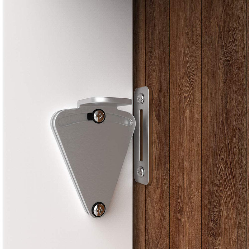 WINSOON Barn Door Lock Hardware Stainless Steel Sliding Privacy Latch for Closet Shed Pocket Doors Wood Gates Silver